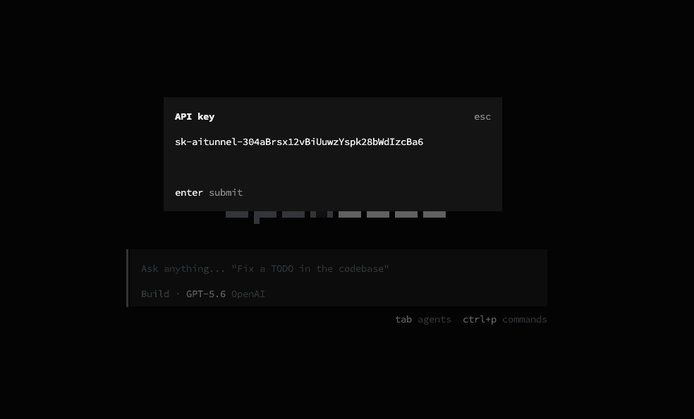 Экран API key: вставка ключа sk-aitunnel-